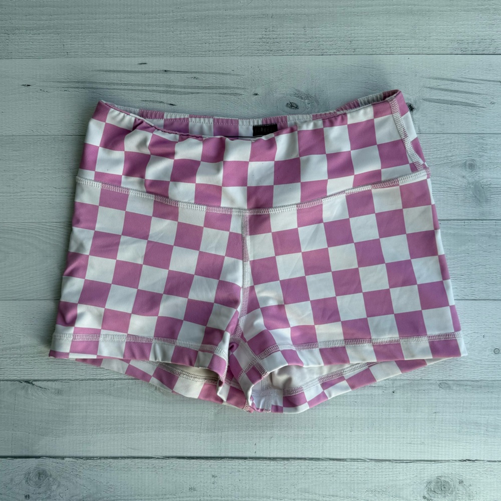 The Barbell Cartel RARE Pink and White Checkered Comp Short 2.5” Size S